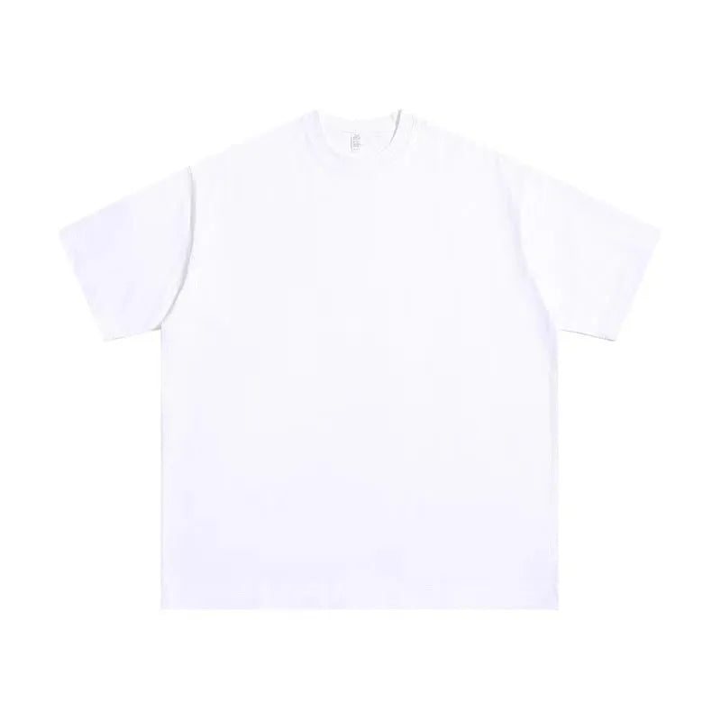 Loose half sleeve bottoming shirt in 260g heavy pure cotton with small American neckline, shown in ivory white