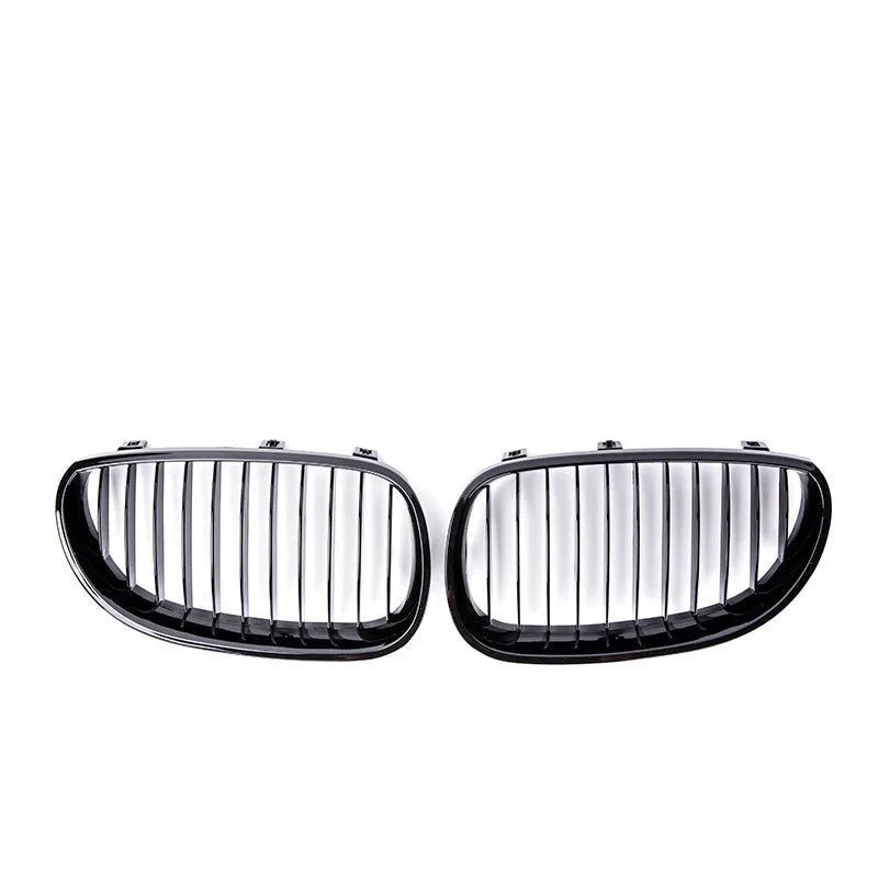 BMW 5-Series E60 E66 carbon fibre front grille with ABS frame and chrome trim for 2004-2009 models