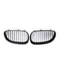 BMW 5-Series E60 E66 carbon fibre front grille with ABS frame and chrome trim for 2004-2009 models