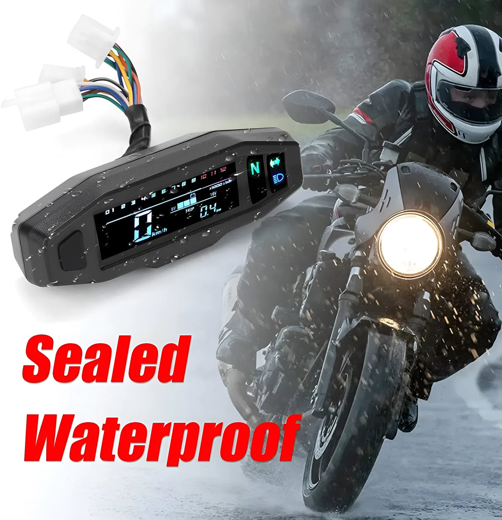 Black motorcycle mini LCD speedometer and oil gauge display on a 4.1-inch screen.