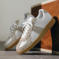 Men's retro sports sneakers board shoes artificial PU upper mesh lining flat heel lace-up size 36-47 735 Gray 735 Green