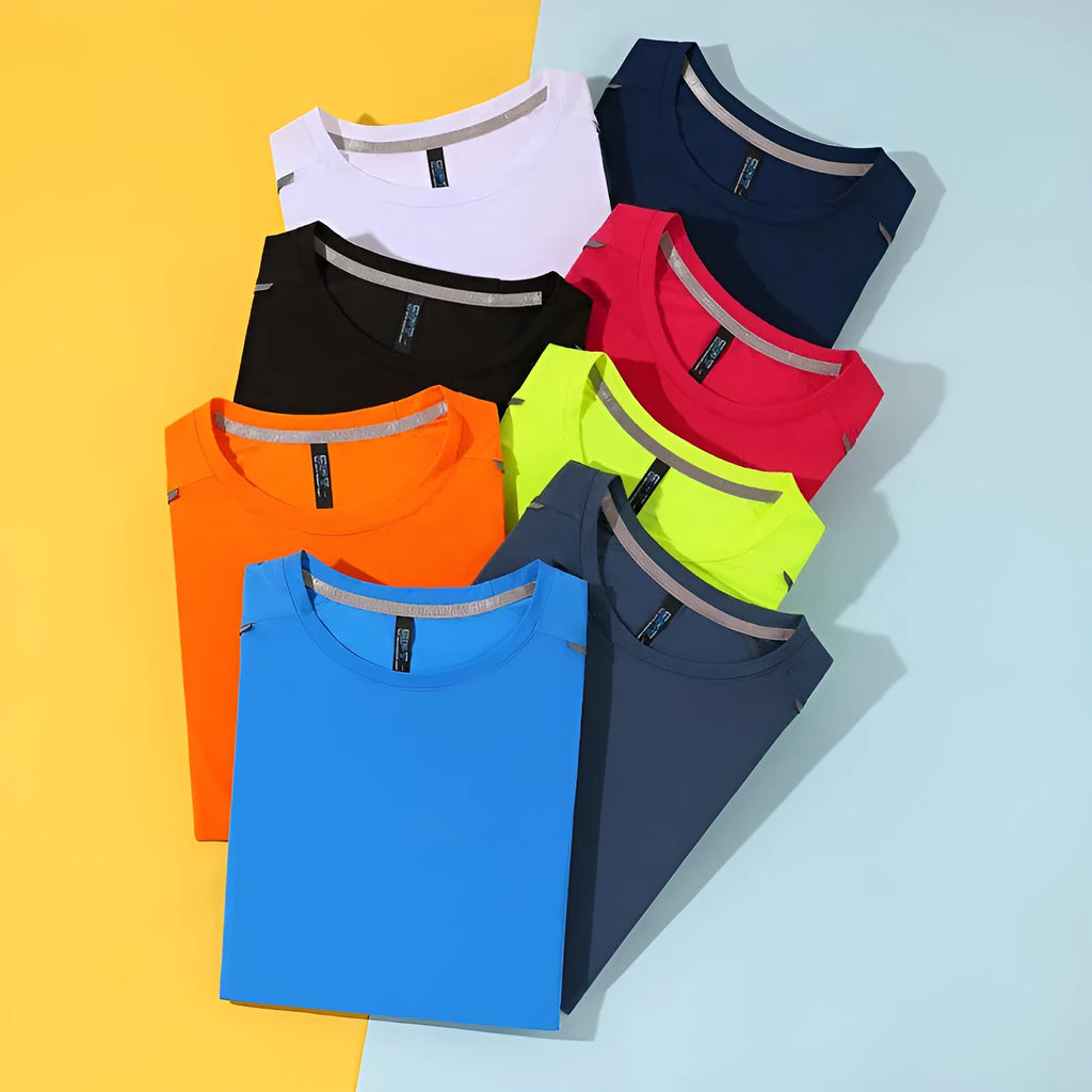 Men's round neck short sleeve running T-shirt in ice silk quick-dry fabric available in multiple colours
