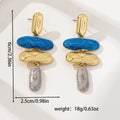 Geometric zinc alloy stud earrings with electroplated finish in multiple colours