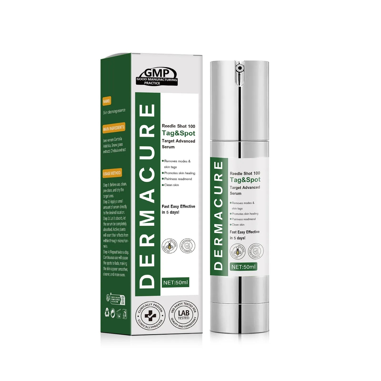 50ml bottle of non-standard gentle facial care solution with three-year shelf life