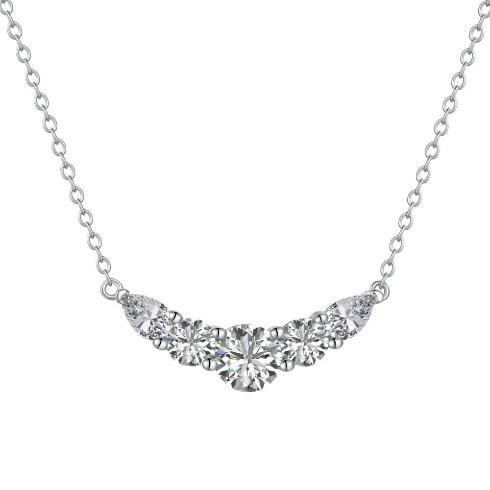 925 silver zircon inlaid women's necklace platinum colour with diamond treatment on white background