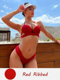 Women's backless skinny-cut bikini swimsuit in leopard print and solid colours.