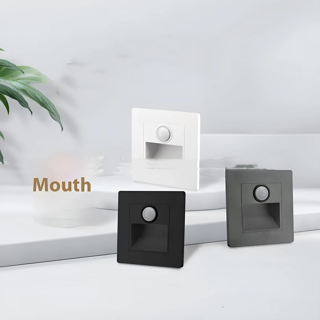 Automatic step sensor light for stairs with infrared detection, available in multiple colours
