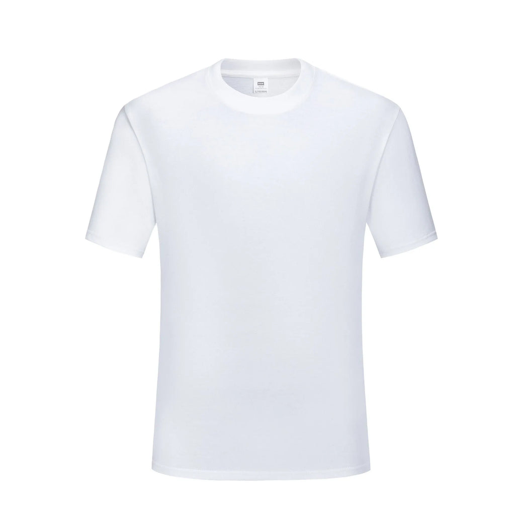 Men's black and white pure cotton loose fit round neck T-shirt showing front view