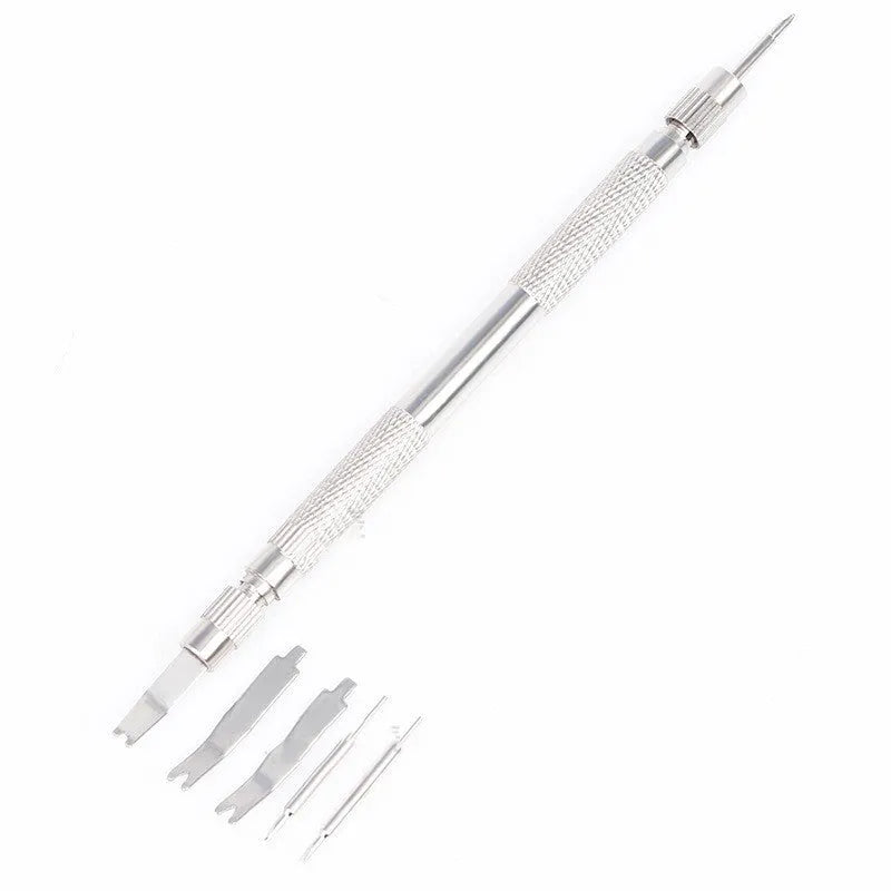 Silver iron double end detachable watch earbuds 5-piece set with spare needles in OPP bag