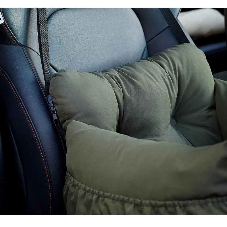 Green cloth pet car bed safety seat for dogs cats S and L sizes