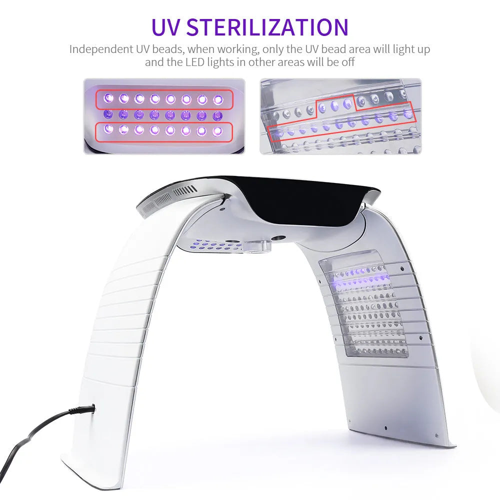 LED light facial mask 50W with 268 beads and hot and cold spray, red and white ABS beauty instrument