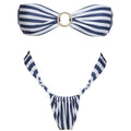 Striped tube top bikini set for women, high elasticity polyester, backless briefs, sizes S M L