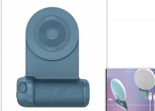 Black magnetic phone camera holder with rotatable grip and ergonomic PU leather handle
