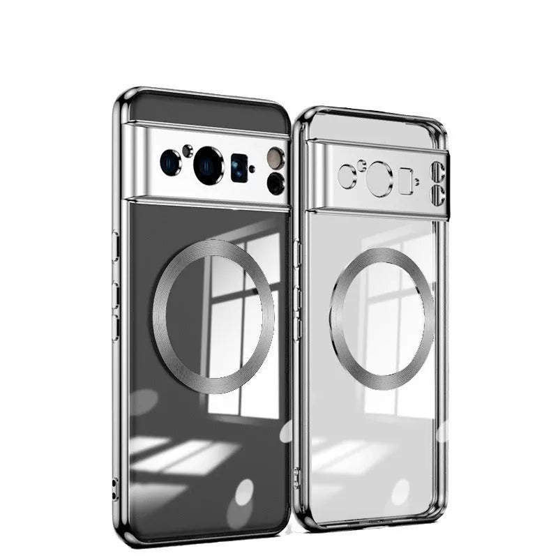 Silicone phone case for Google Pixel 8 with soft TPU bumper edge in Rose Gold colour