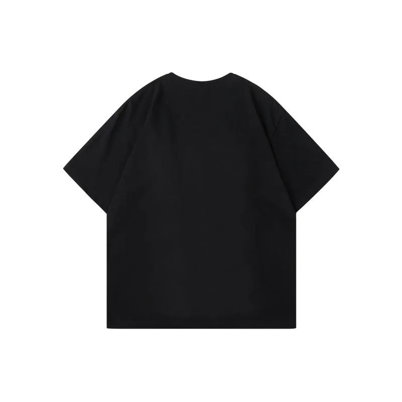 Men's patchwork letter design cotton t-shirt in loose fit with short sleeves