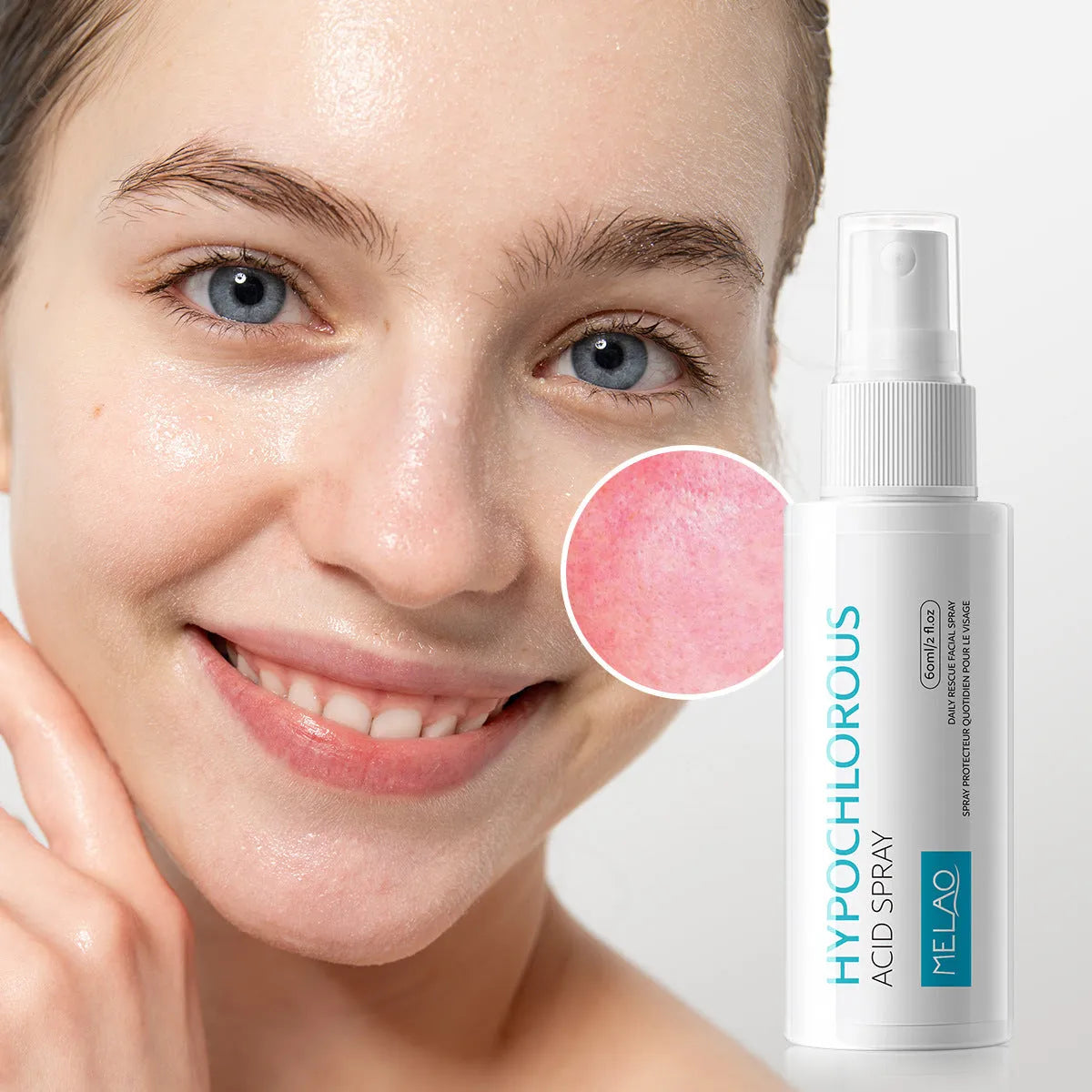 60ml hypochlorous acid facial soothing spray bottle for redness relief and daily skin barrier support