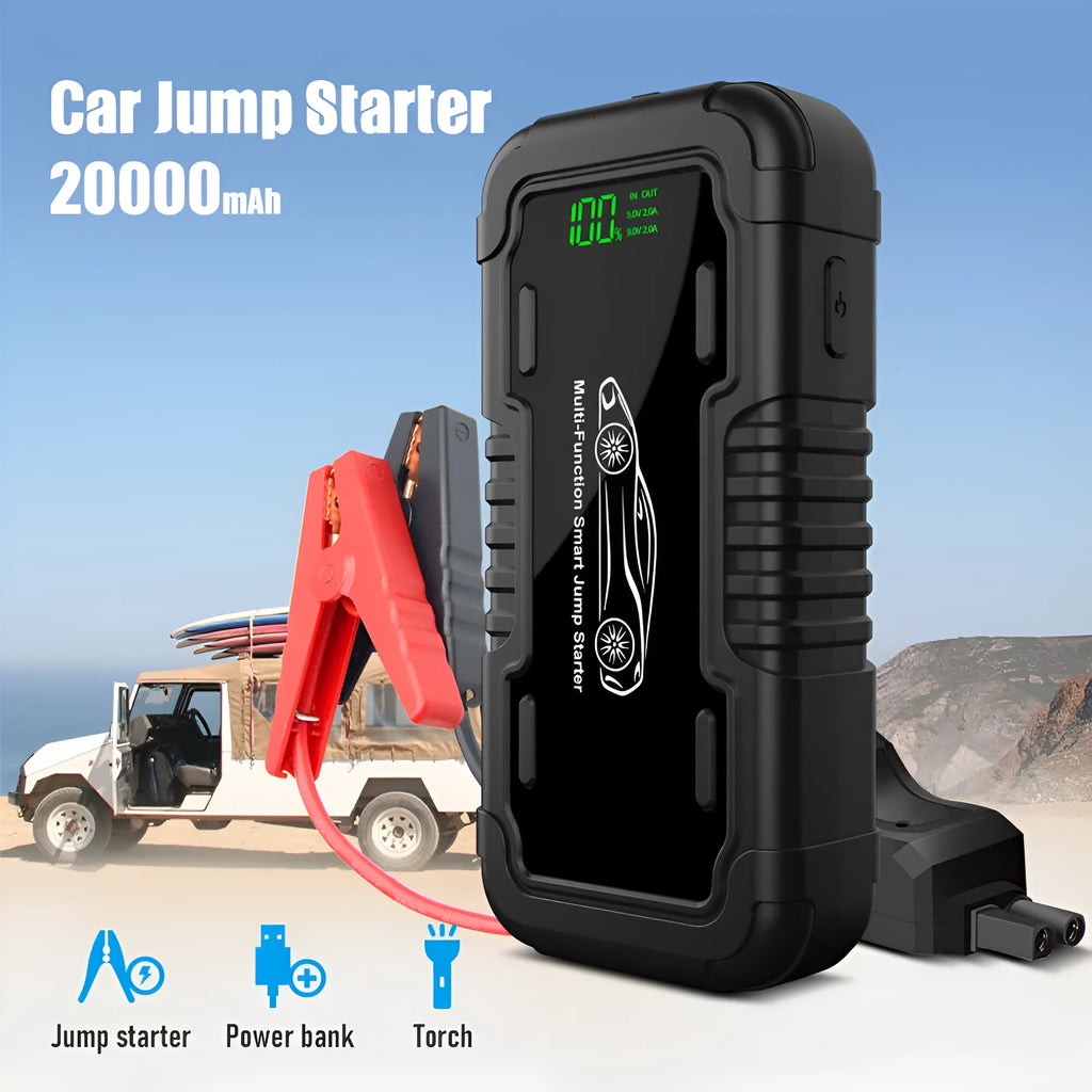 20000mAh car emergency start power supply with LED lights and clamp cables