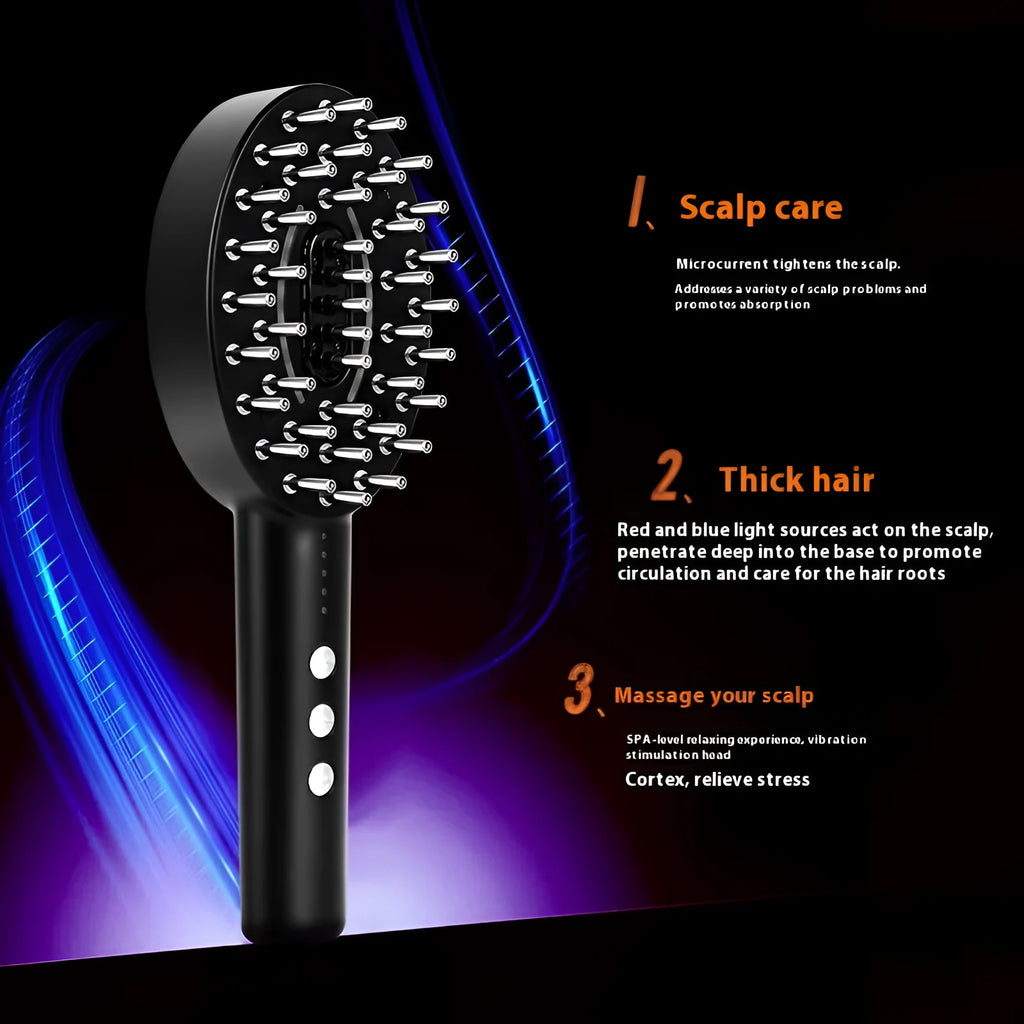 KD3802 black scalp massage device with vibration function and USB charging cable