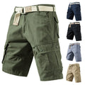 Cotton polyester blend loose fit cargo shorts in army green colour with multiple pockets
