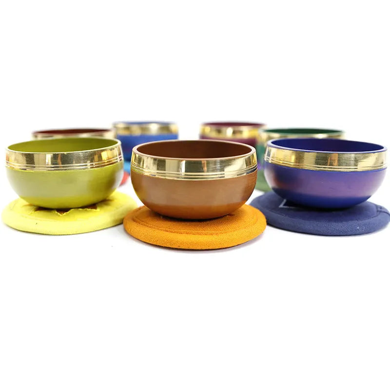 Handmade colourful Himalayan singing bowl measuring 7.8 cm for yoga and meditation