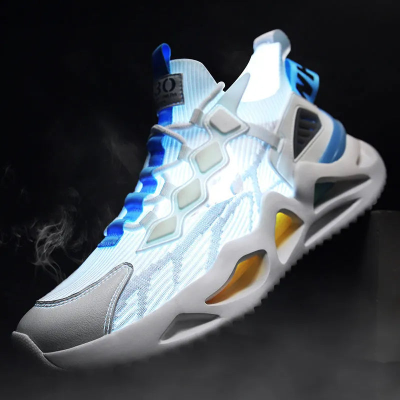 Mesh breathable sneakers for men, white colour, front tie closure, low heel, anti-skid plastic sole