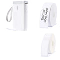 D11 Bluetooth direct thermal label printer in black, compact size 108x76x30mm, with thermal paper roll