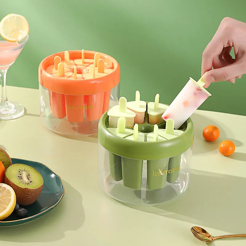 Popsicle ice cream mould in orange plastic, 13.2cm square, for making homemade frozen lollies