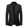Men's business casual single coat solid colour nylon jacket in black on a hanger