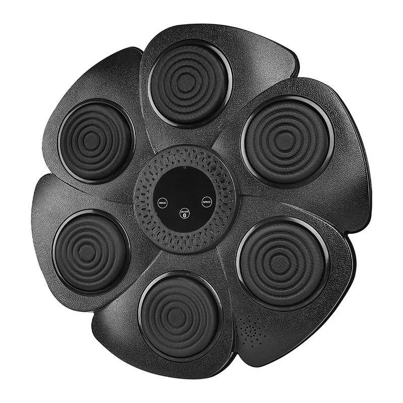 Black smart boxing target with lights and Bluetooth, includes half finger gloves