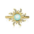 Women's pure silver ring with inlaid sun in golden blue colour – electroplated finish – size 7 – side view