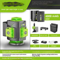 Green 16-line 3D laser level tool with nylon and aluminium housing on a work surface.