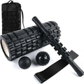 Black 33cm fitness foam roller with six segment construction for health massage
