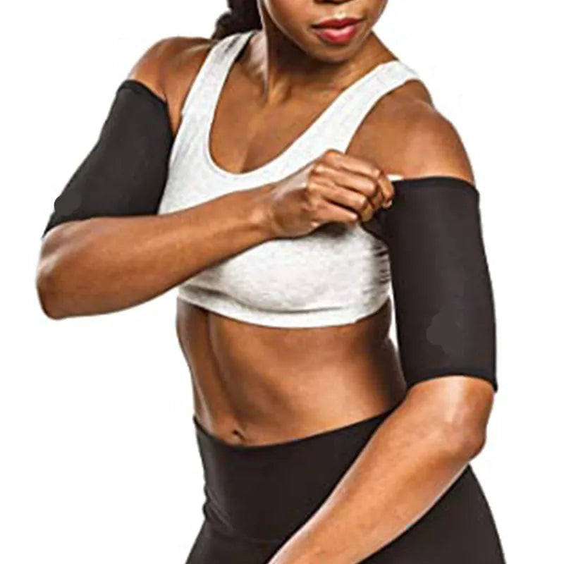 Blue and silver sports arm sweatbands shown in various sizes on an arm.