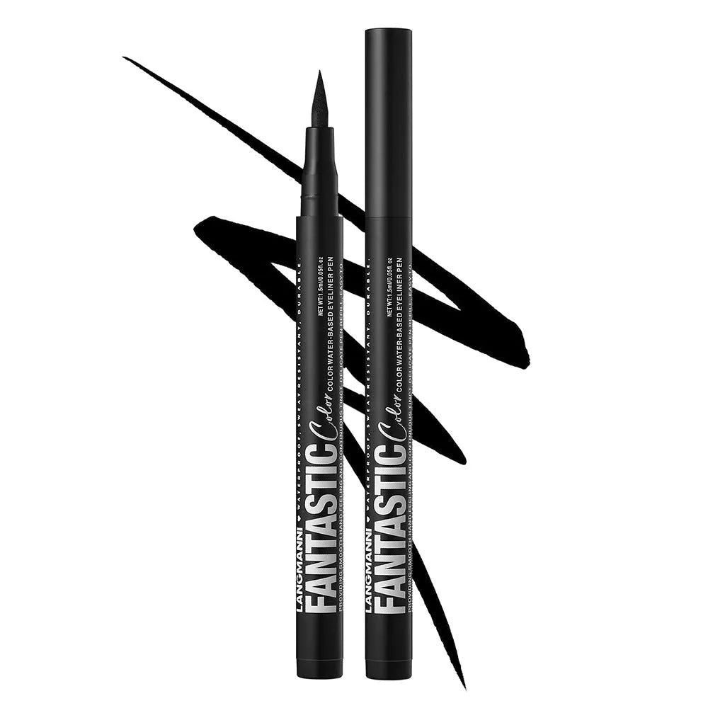 Twelve matte liquid eyeliners in different colours including white, gold, purple, brown, blue, and iron gray