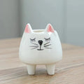 Ceramic succulent flowerpot with hand-painted cartoon animal and floral design in a pastoral style.