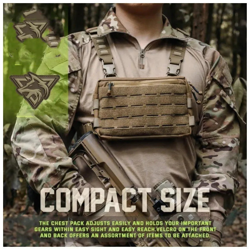 Men's outdoor tactics vest jacket bag in solid Oxford cloth with waterproof feature and three colour options Black Brown Army Green