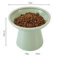 Ceramic elevated cat food bowl in blue colour with wide shallow design