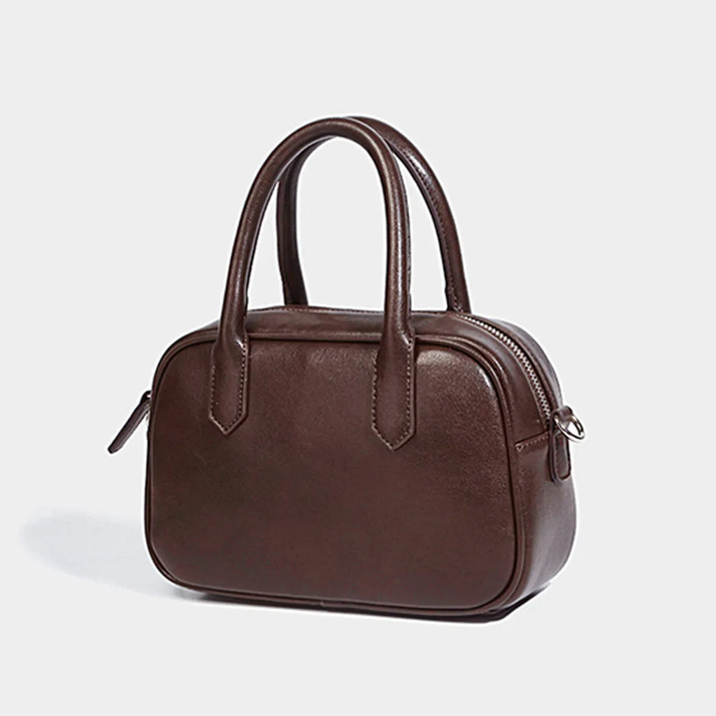 Retro style small square shoulder messenger bag in black PU leather with adjustable strap