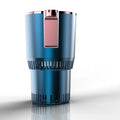 Black 12V car cup holder with digital display for heating and cooling drinks
