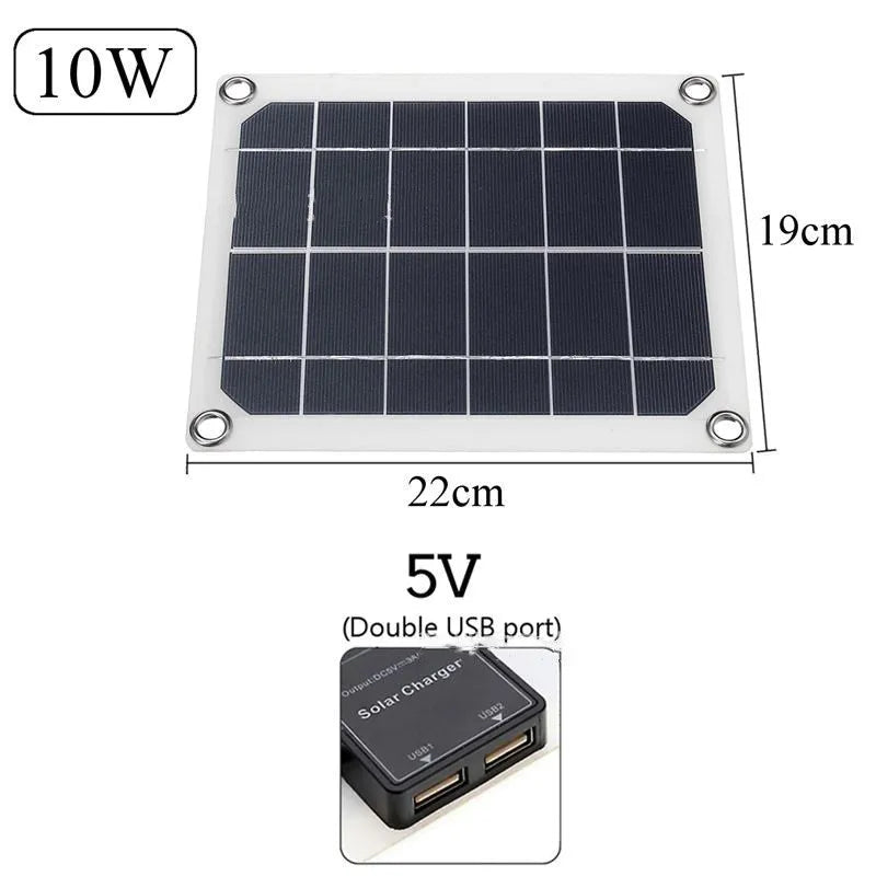 Polysilicon solar panel with dual USB ports for outdoor charging of mobile phones and tablets