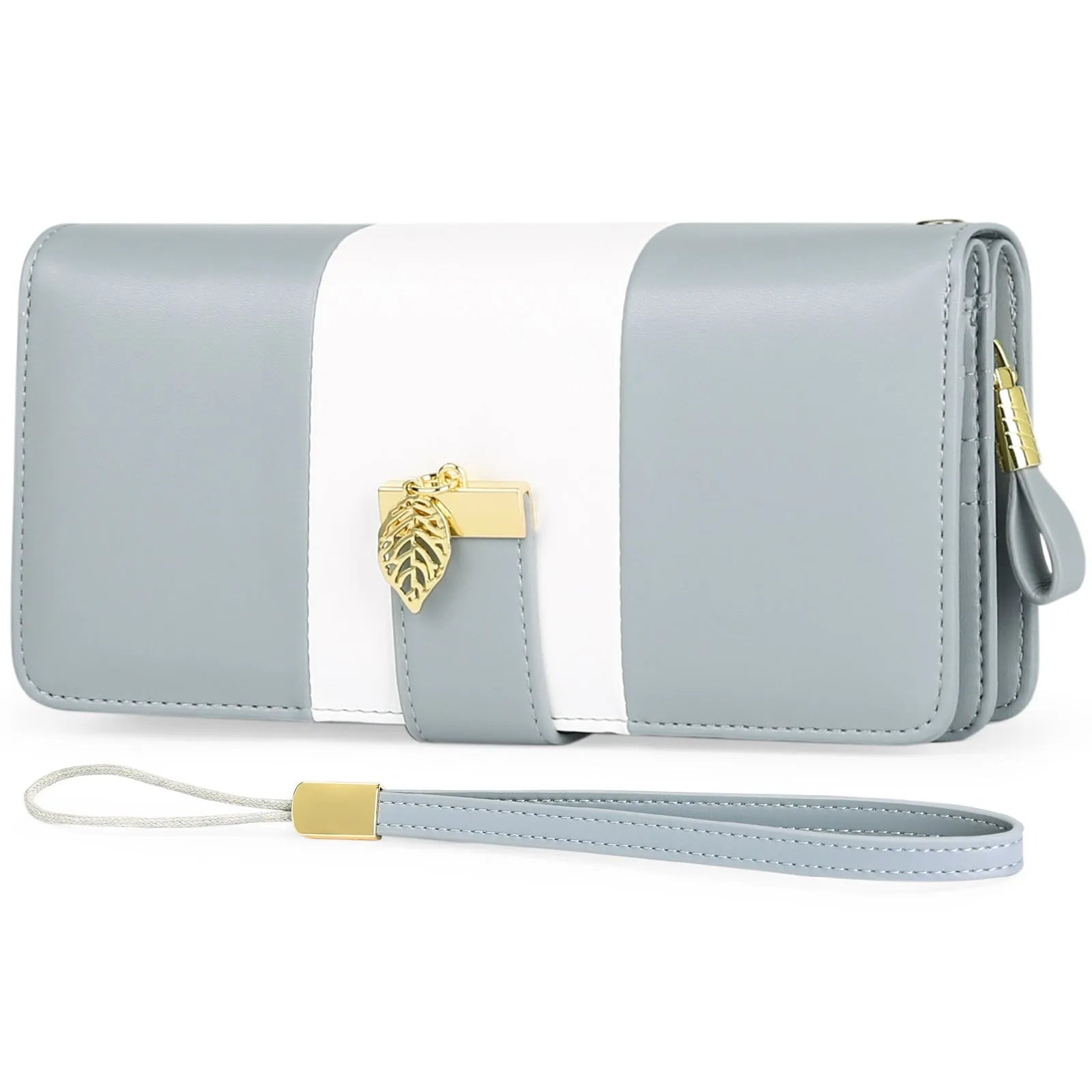 Lock-secure anti-theft PU leather clutch handbag in midnight black, showing front view.
