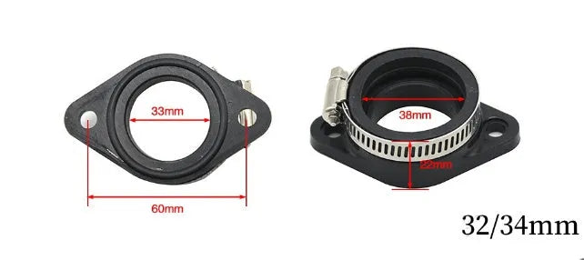 Carburetor intake tube interface adapter for UTV ATV with 33mm or 38mm diameter metal construction