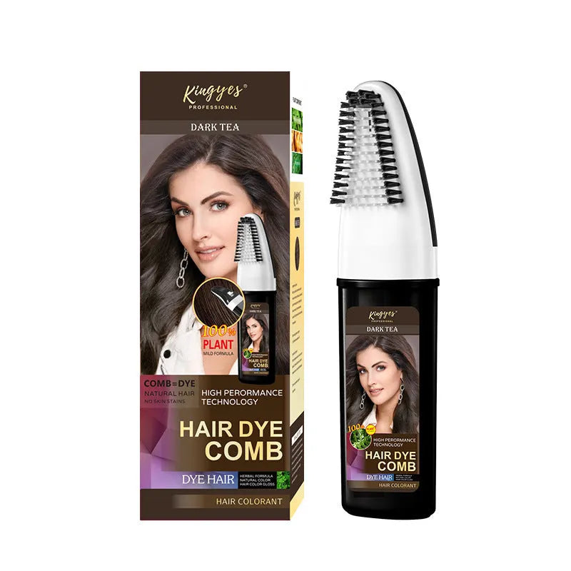 Black box for Easy Comb Hair Dye Kit showing Brown, Dark Brown and Wine Red 200ML bottles.