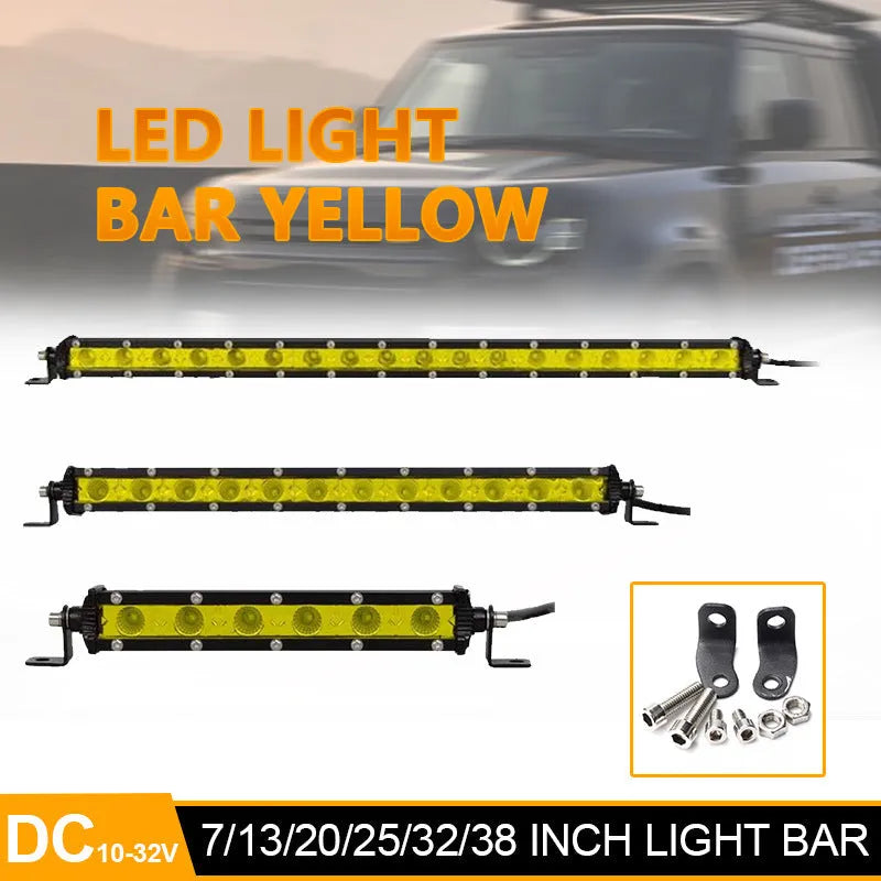 25-inch single row LED car light bar with aluminium housing and mounting brackets