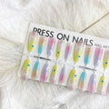 Sweet XB11-880 oval almond nail stickers by Dopamine Cartoon XINGX in frosted and glossy finishes on a white background