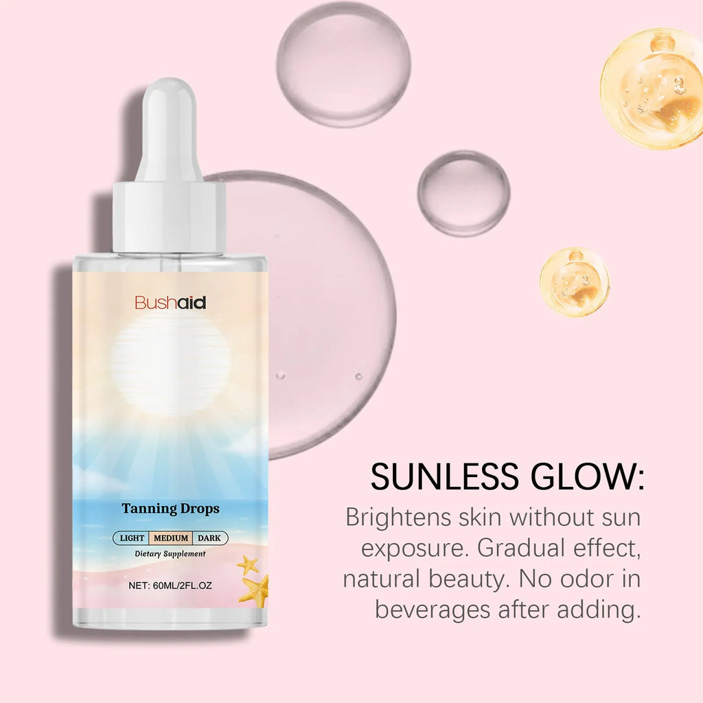 No Sunlight Tanning Drops Body Care Kit with 60ml tanning serum in glass bottle