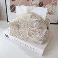 Pastoral style cotton fabric tissue box in beige, blue, or brown for living room.