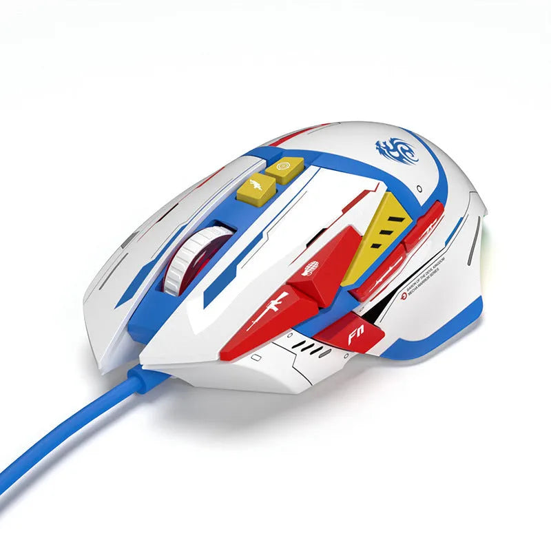 Desktop wired automatic pressure grab mouse in Primordial Ghost Claw colour, ergonomic shape with six-gear resolution and four-way wheel