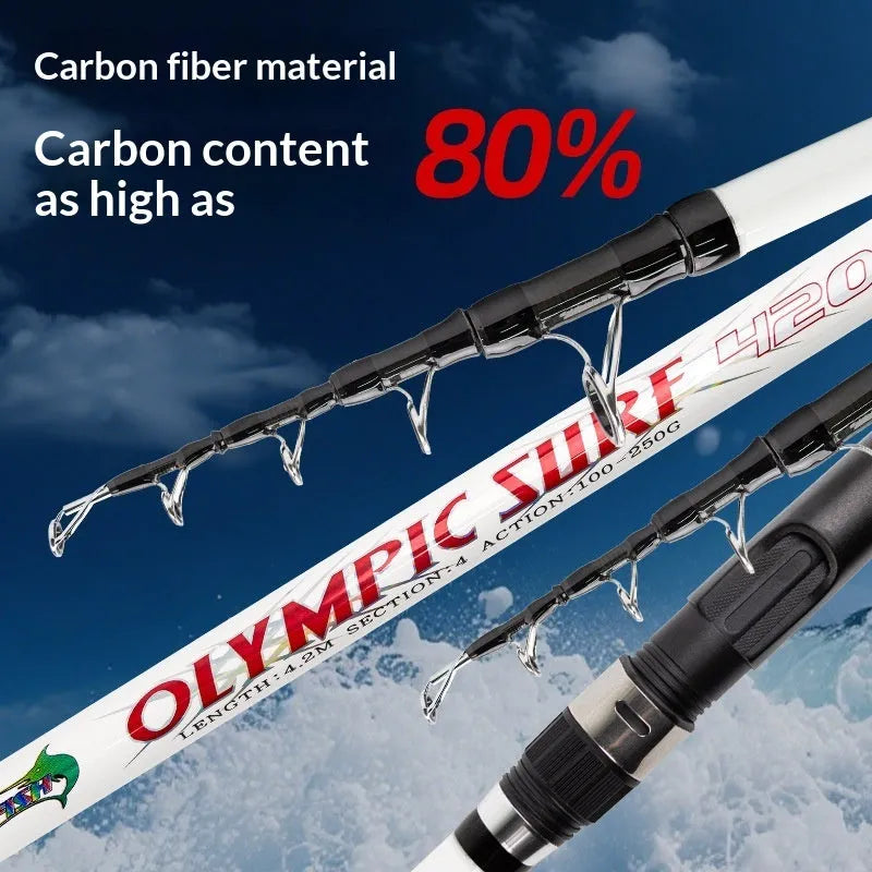 Telescopic high carbon sea fishing rod in 4.2m and 4.5m lengths for coastal angling
