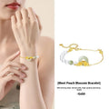 Women's pure silver safety buckle bracelet with peach blossom flower design in new Chinese style